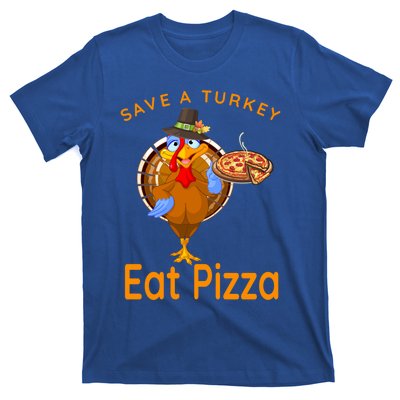 Save A Funny Turkey Pilgrim Eat Pizza Adult Vegan Gift T-Shirt