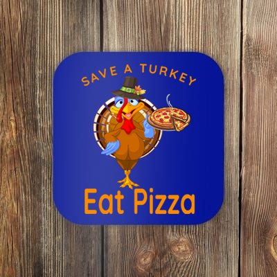 Save A Funny Turkey Pilgrim Eat Pizza Adult Vegan Gift Coaster