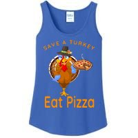 Save A Funny Turkey Pilgrim Eat Pizza Adult Vegan Gift Ladies Essential Tank