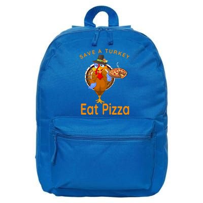 Save A Funny Turkey Pilgrim Eat Pizza Adult Vegan Gift 16 in Basic Backpack