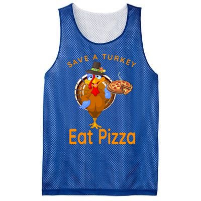 Save A Funny Turkey Pilgrim Eat Pizza Adult Vegan Gift Mesh Reversible Basketball Jersey Tank