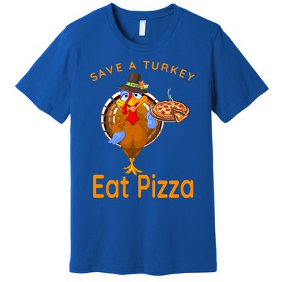 Save A Funny Turkey Pilgrim Eat Pizza Adult Vegan Gift Premium T-Shirt