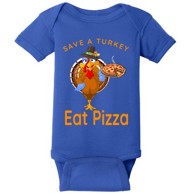 Save A Funny Turkey Pilgrim Eat Pizza Adult Vegan Gift Baby Bodysuit