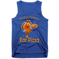 Save A Funny Turkey Pilgrim Eat Pizza Adult Vegan Gift Tank Top