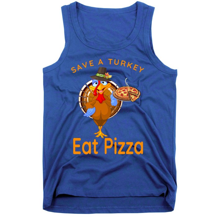 Save A Funny Turkey Pilgrim Eat Pizza Adult Vegan Gift Tank Top