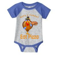 Save A Funny Turkey Pilgrim Eat Pizza Adult Vegan Gift Infant Baby Jersey Bodysuit