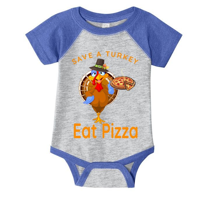 Save A Funny Turkey Pilgrim Eat Pizza Adult Vegan Gift Infant Baby Jersey Bodysuit