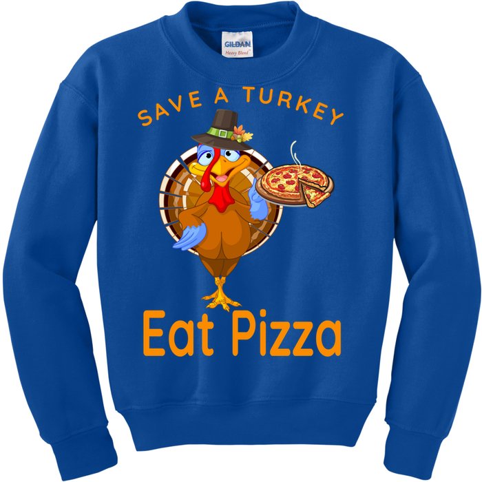 Save A Funny Turkey Pilgrim Eat Pizza Adult Vegan Gift Kids Sweatshirt