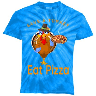 Save A Funny Turkey Pilgrim Eat Pizza Adult Vegan Gift Kids Tie-Dye T-Shirt