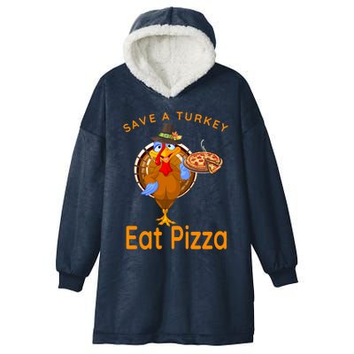 Save A Funny Turkey Pilgrim Eat Pizza Adult Vegan Gift Hooded Wearable Blanket