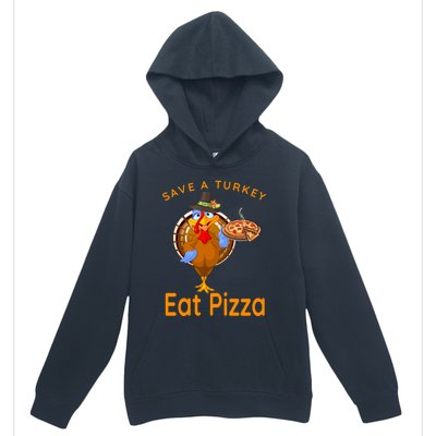 Save A Funny Turkey Pilgrim Eat Pizza Adult Vegan Gift Urban Pullover Hoodie