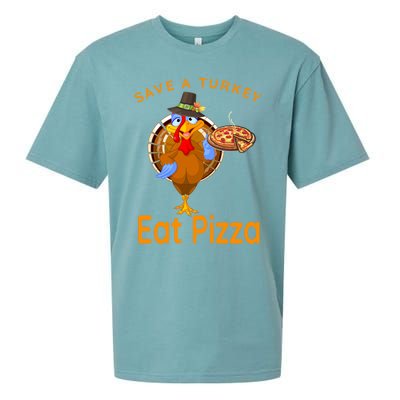 Save A Funny Turkey Pilgrim Eat Pizza Adult Vegan Gift Sueded Cloud Jersey T-Shirt