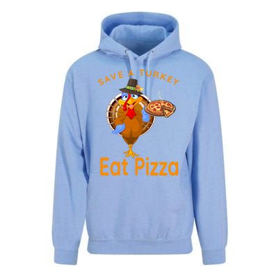 Save A Funny Turkey Pilgrim Eat Pizza Adult Vegan Gift Unisex Surf Hoodie