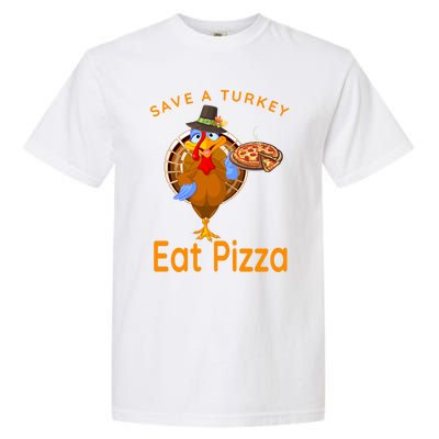 Save A Funny Turkey Pilgrim Eat Pizza Adult Vegan Gift Garment-Dyed Heavyweight T-Shirt