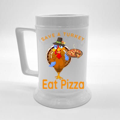 Save A Funny Turkey Pilgrim Eat Pizza Adult Vegan Gift Beer Stein