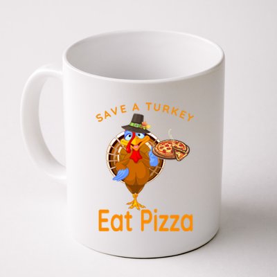 Save A Funny Turkey Pilgrim Eat Pizza Adult Vegan Gift Coffee Mug