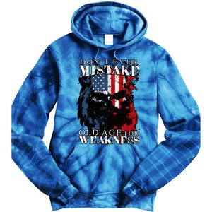 Skull American Flag Dont Ever Mistake Old Age For Weakness Tie Dye Hoodie