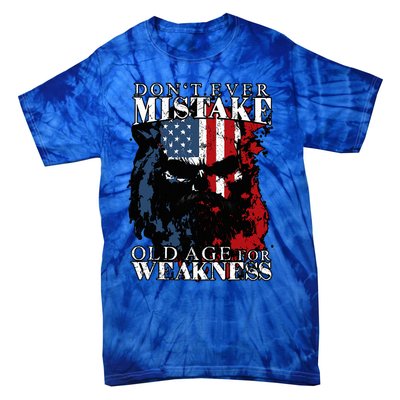 Skull American Flag Dont Ever Mistake Old Age For Weakness Tie-Dye T-Shirt