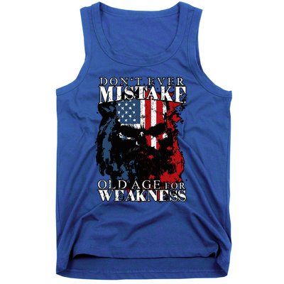 Skull American Flag Dont Ever Mistake Old Age For Weakness Tank Top