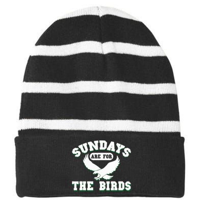 Sundays Are For The Birds Striped Beanie with Solid Band