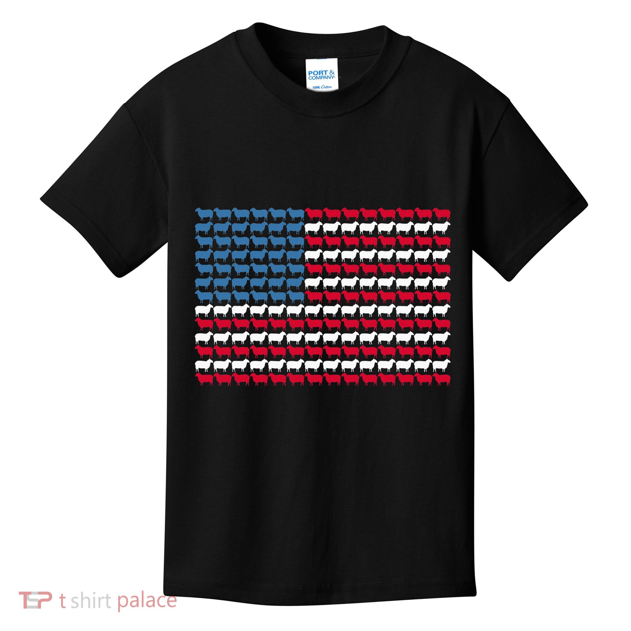 S.H..E.E.P.. American Flag Design Sheep Kids T-Shirt
