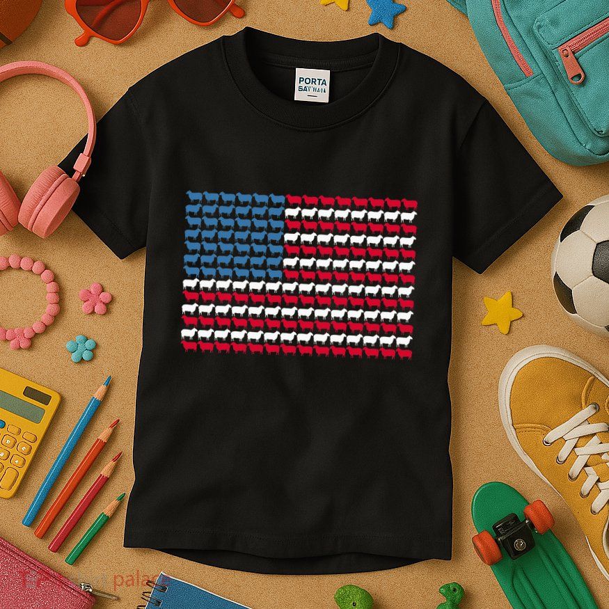 S.H..E.E.P.. American Flag Design Sheep Kids T-Shirt