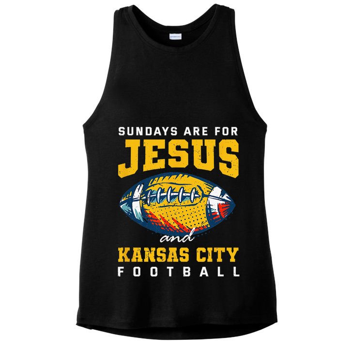 Sundays Are For Jesus And Kansas City Football Missouri Ladies PosiCharge Tri-Blend Wicking Tank