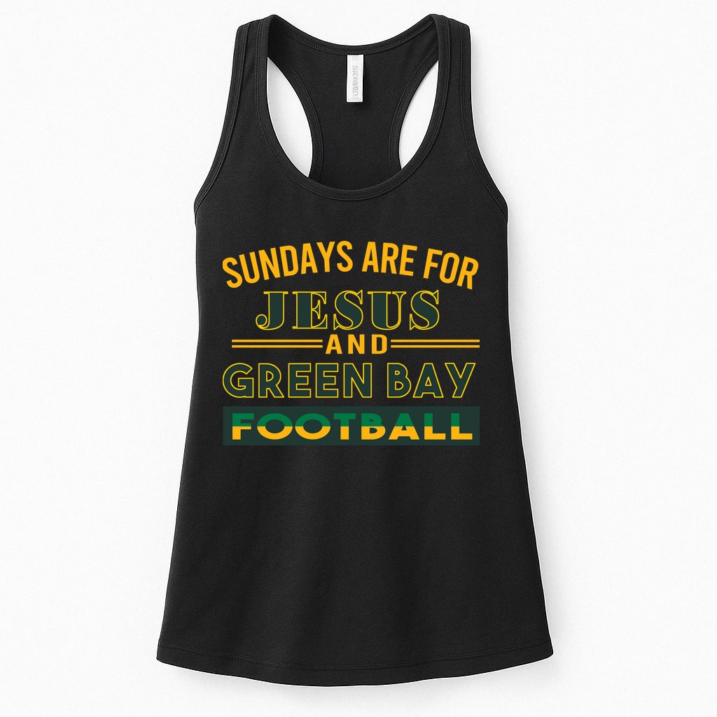 Sundays Are For Jesus And Green Bay Football Womens Tank Top