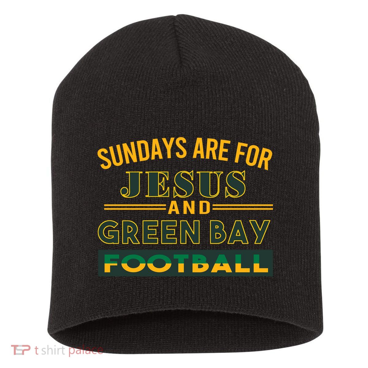 Sundays Are For Jesus And Green Bay Football Short Acrylic Beanie