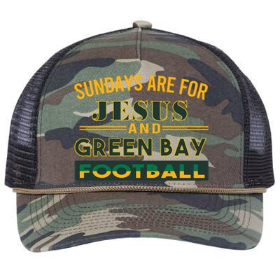 Sundays Are For Jesus And Green Bay Football Retro Rope Trucker Hat Cap