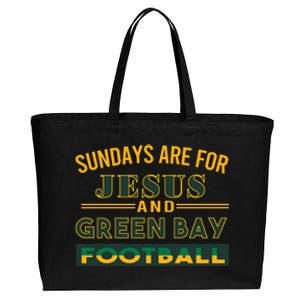 Sundays Are For Jesus And Green Bay Football Cotton Canvas Jumbo Tote