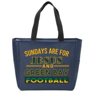 Sundays Are For Jesus And Green Bay Football Zip Tote Bag