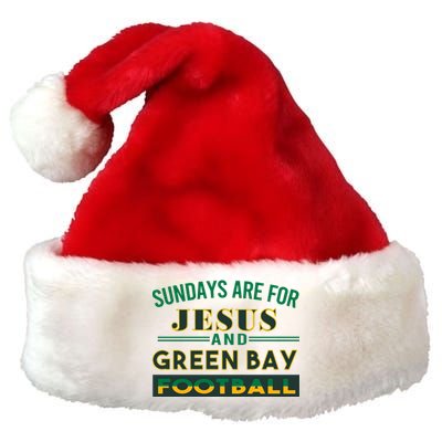 Sundays Are For Jesus And Green Bay Football Premium Christmas Santa Hat