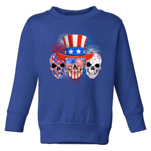 Skull American Flag 4th Of July Patriotic Usa Funny Meaningful Gift Toddler Sweatshirt