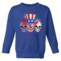 Skull American Flag 4th Of July Patriotic Usa Funny Meaningful Gift Toddler Sweatshirt