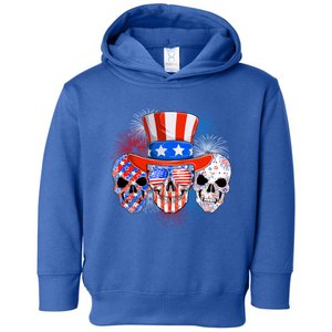 Skull American Flag 4th Of July Patriotic Usa Funny Meaningful Gift Toddler Hoodie