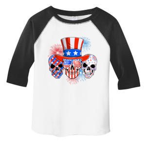 Skull American Flag 4th Of July Patriotic Usa Funny Meaningful Gift Toddler Fine Jersey T-Shirt