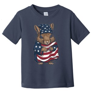 Squirrel American Flag USA Tee 4th July Gifts Graphic Tees Toddler T-Shirt