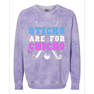 Sticks Are For Chicks Funny Field Hockey Player Colorblast Crewneck Sweatshirt