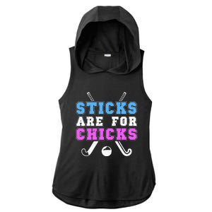 Sticks Are For Chicks Funny Field Hockey Player Ladies PosiCharge Tri-Blend Wicking Draft Hoodie Tank