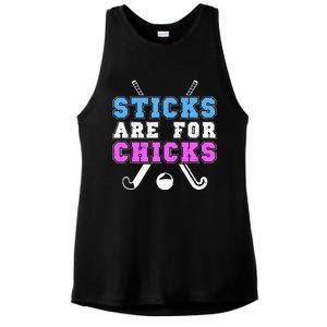 Sticks Are For Chicks Funny Field Hockey Player Ladies PosiCharge Tri-Blend Wicking Tank