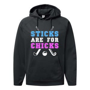 Sticks Are For Chicks Funny Field Hockey Player Performance Fleece Hoodie