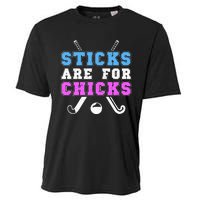 Sticks Are For Chicks Funny Field Hockey Player Cooling Performance Crew T-Shirt