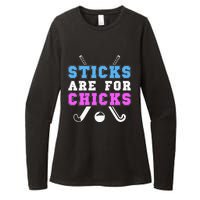 Sticks Are For Chicks Funny Field Hockey Player Womens CVC Long Sleeve Shirt