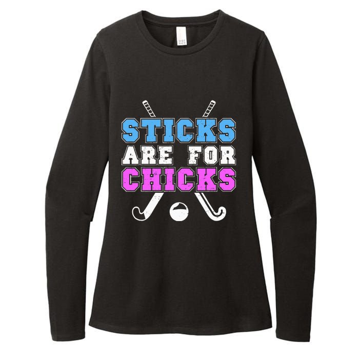 Sticks Are For Chicks Funny Field Hockey Player Womens CVC Long Sleeve Shirt