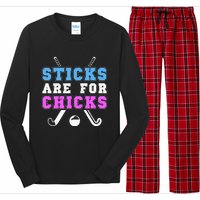 Sticks Are For Chicks Funny Field Hockey Player Long Sleeve Pajama Set