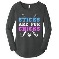 Sticks Are For Chicks Funny Field Hockey Player Women's Perfect Tri Tunic Long Sleeve Shirt