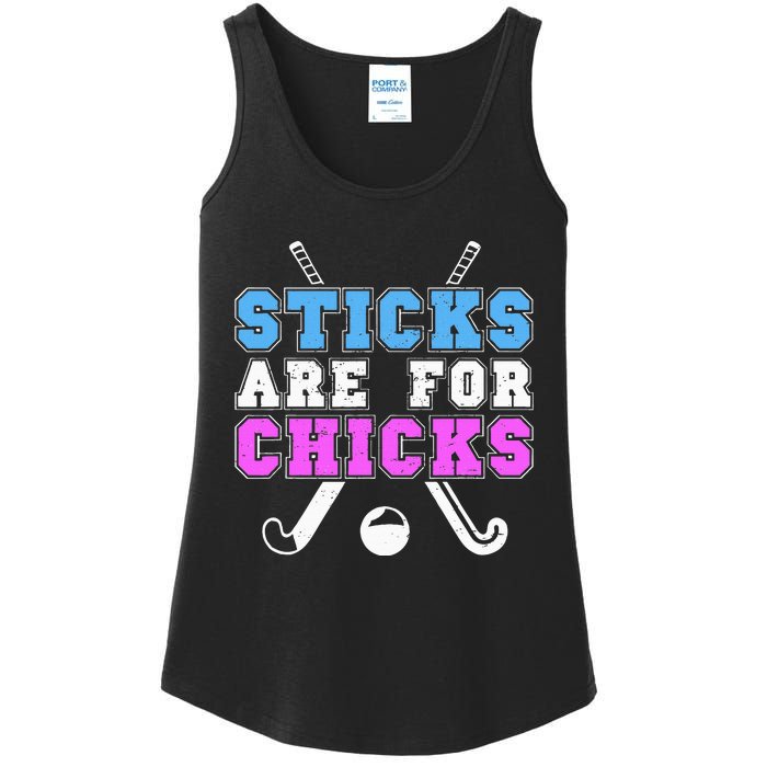 Sticks Are For Chicks Funny Field Hockey Player Ladies Essential Tank