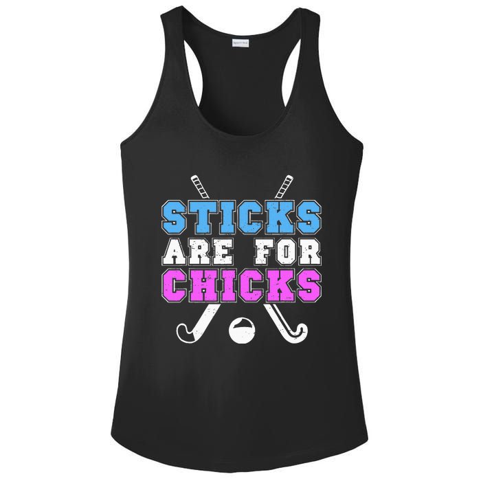 Sticks Are For Chicks Funny Field Hockey Player Ladies PosiCharge Competitor Racerback Tank