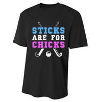 Sticks Are For Chicks Funny Field Hockey Player Performance Sprint T-Shirt